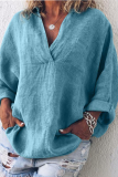 Casual Solid Patchwork Turndown Collar Tops