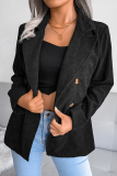Casual Solid Patchwork Buckle Turn-back Collar Outerwear