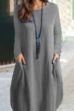 Fashion Solid Patchwork O Neck Straight Dresses
