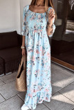 Fashion Street Print Patchwork Off the Shoulder A Line Dresses
