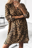 Fashion Print Patchwork Turndown Collar Straight Dresses