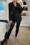 Fashion Work Solid Pocket Turn-back Collar Outerwear