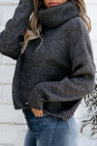 Fashion Street Solid Patchwork Turtleneck Tops