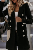 Work Street Solid Buttons Turn-back Collar Outerwear