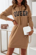 Casual Letter Draw String Hooded Collar Dresses