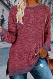 Casual Solid Contrast O Neck Tops