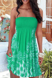 Fashion Casual Print Patchwork Strapless A Line Dresses