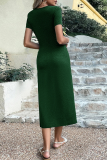 Casual Solid Patchwork V Neck Irregular Dress Dresses
