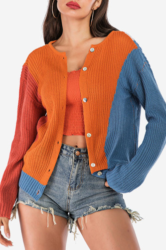 Fashion Street Solid Patchwork O Neck Tops