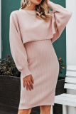 Casual Solid Patchwork O Neck Long Sleeve Two Pieces