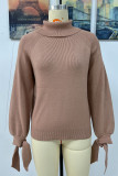 Casual Solid Frenulum O Neck Sweaters