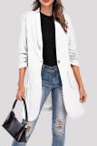 Street Solid Pocket Buttons Turn-back Collar Outerwear
