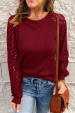 Casual Solid Hollowed Out O Neck Tops