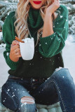 Street Color Block Contrast Turtleneck Tops