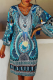 Casual Print Patchwork V Neck A Line Dresses