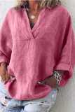 Casual Solid Patchwork Turndown Collar Tops