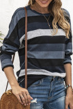 Fashion Casual Striped Patchwork O Neck Tops