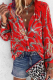 Casual Print Patchwork Turndown Collar Tops