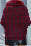 Casual Plaid Tassel Cardigan Collar Outerwear