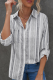 Casual Striped Patchwork Turndown Collar Tops