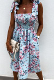 Fashion Sweet Print Patchwork Spaghetti Strap A Line Dresses