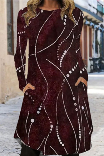 Casual Street Print Printing O Neck A Line Dresses