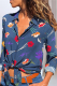 Casual Print Patchwork Turndown Collar Tops
