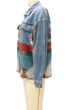 Fashion Casual Geometric Pocket Buckle Turndown Collar Outerwear
