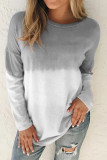 Fashion Sweet Gradual Change Patchwork O Neck Tops