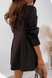 Casual Solid Patchwork V Neck Shirt Dress Dresses
