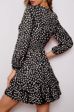 Fashion Street Print Patchwork V Neck Princess Dresses
