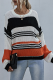 Casual Striped Contrast O Neck Tops Sweater