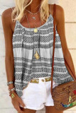 Fashion Casual Print Patchwork Spaghetti Strap Tops