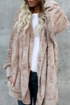 Fashion Casual Solid Patchwork Hooded Collar Outerwear