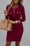 Casual Solid Patchwork V Neck Pencil Skirt Dresses