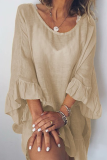 Casual Solid Flounce O Neck Straight Dresses