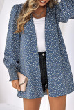 Elegant Leopard Printing Conventional Collar Tops