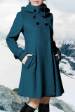 Hooded Double-Breasted Mid-Length Wool Coat