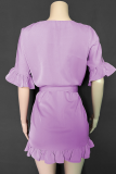 Fashion Solid Flounce O Neck Trumpet Mermaid Dresses