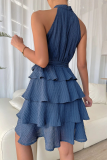 Casual Solid Mesh Halter Mesh Dress Dresses
