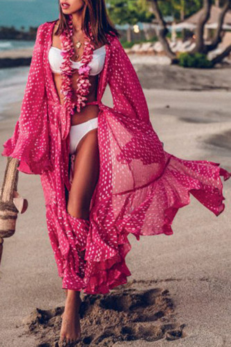 Fashion Vacation Dot Patchwork Swimwears Cover Up