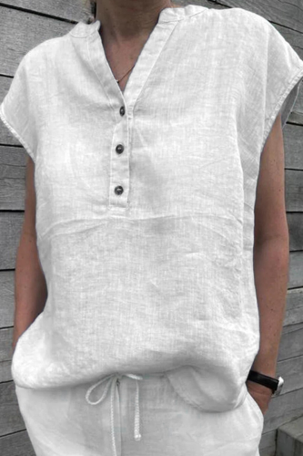 Fashion Solid Patchwork V Neck T-Shirts