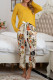 Fashion Living Print Patchwork O Neck Long Sleeve Two Pieces