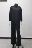 Casual Solid Patchwork Half A Turtleneck Long Sleeve Two Pieces