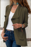 Casual Solid Patchwork Pocket Turndown Collar Outerwear