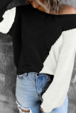 Street Color Lump Basic O Neck Tops