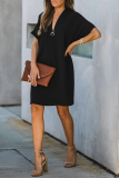 Casual Solid Patchwork V Neck Straight Dresses