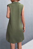 Casual Solid Patchwork Turndown Collar Straight Dresses