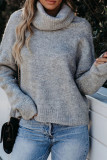 Fashion Street Solid Patchwork Turtleneck Tops