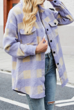 Fashion Elegant Plaid Buckle Turndown Collar Tops